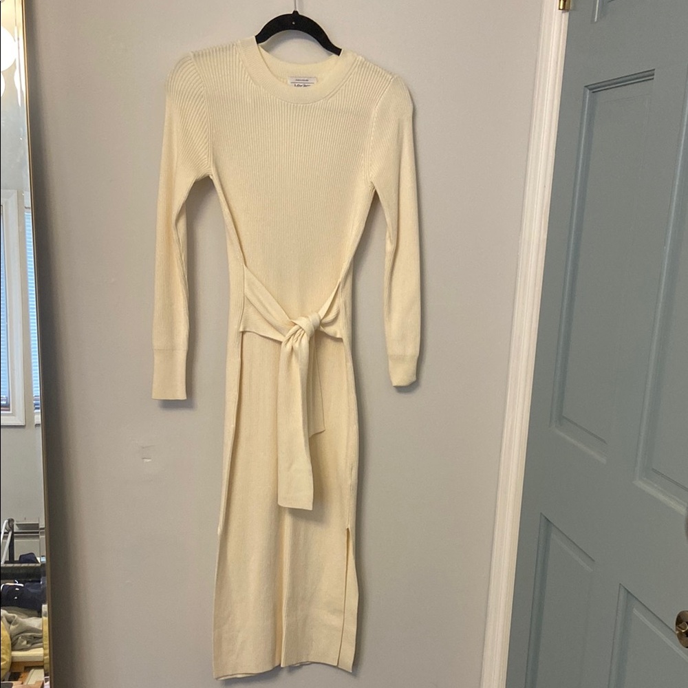 & Other Stories White Knit Ribbed Dress